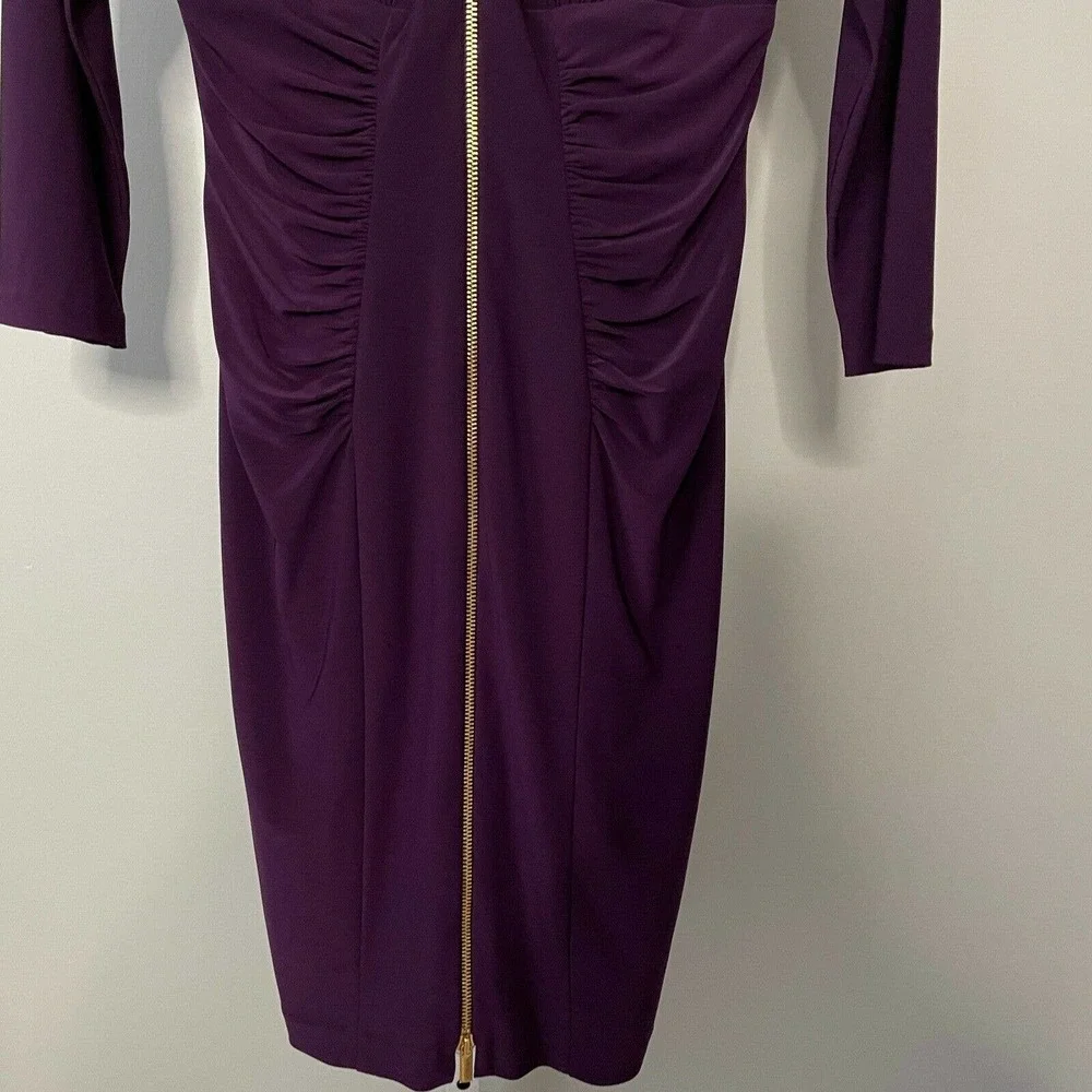 Cache Stretch Ruche Gold Zipper Dress - Picture 5 of 9